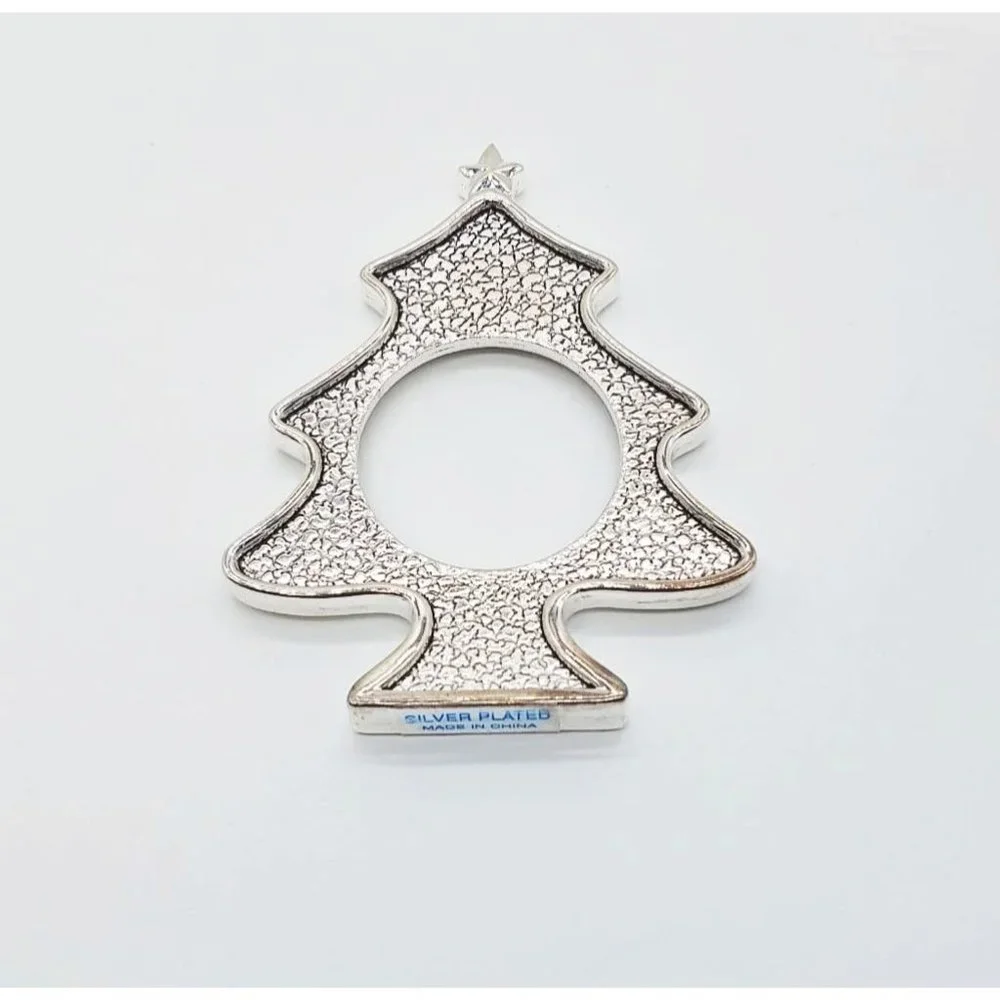 4pc Napkin Rings Silver-Plated Christmas Tree by Wallace Silversmiths